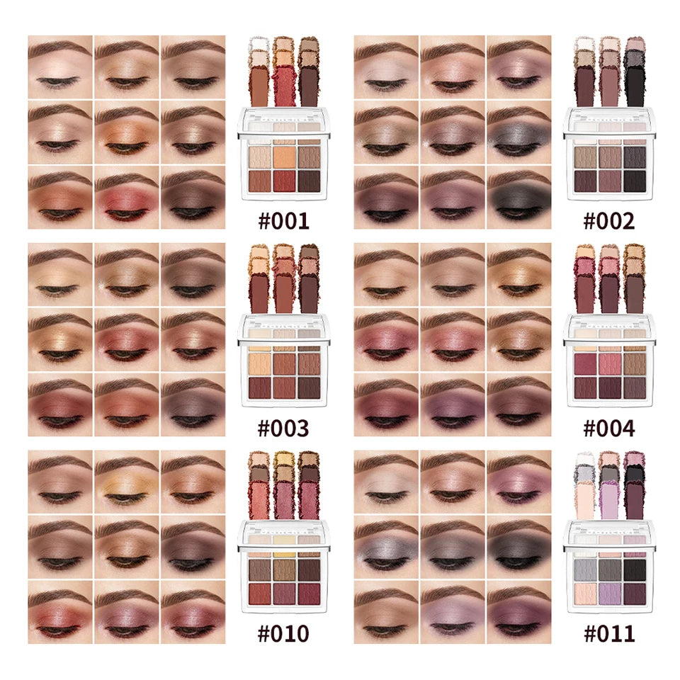 9-Color Professional Eyeshadow Palette with Blending Brush - 8