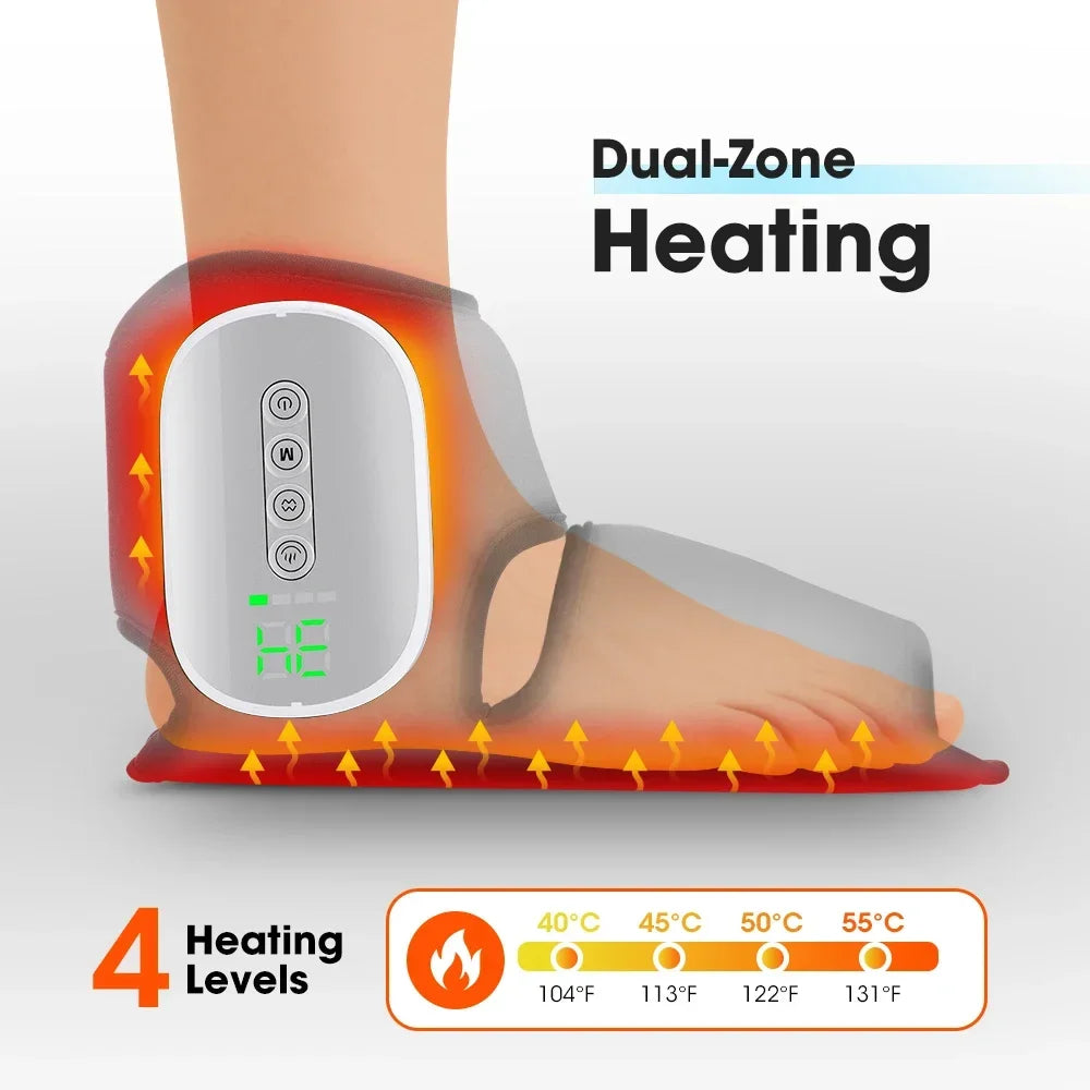 Cordless Heated Air Compression Foot and Ankle Massager for Pain Relief