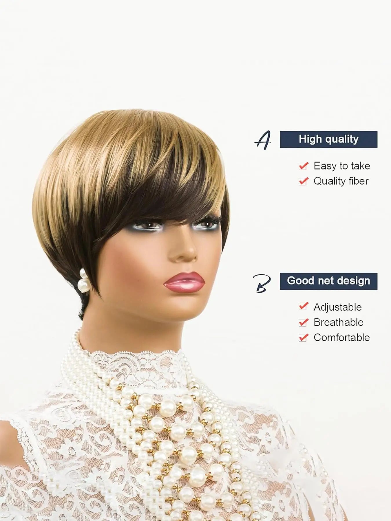 Short Curly Pixie Cut Wig with Bangs for Daily Wear - 5