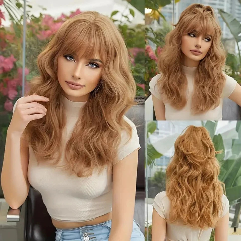 Long Orange and Yellow Ombre Wavy Wig for Daily Wear and Cosplay