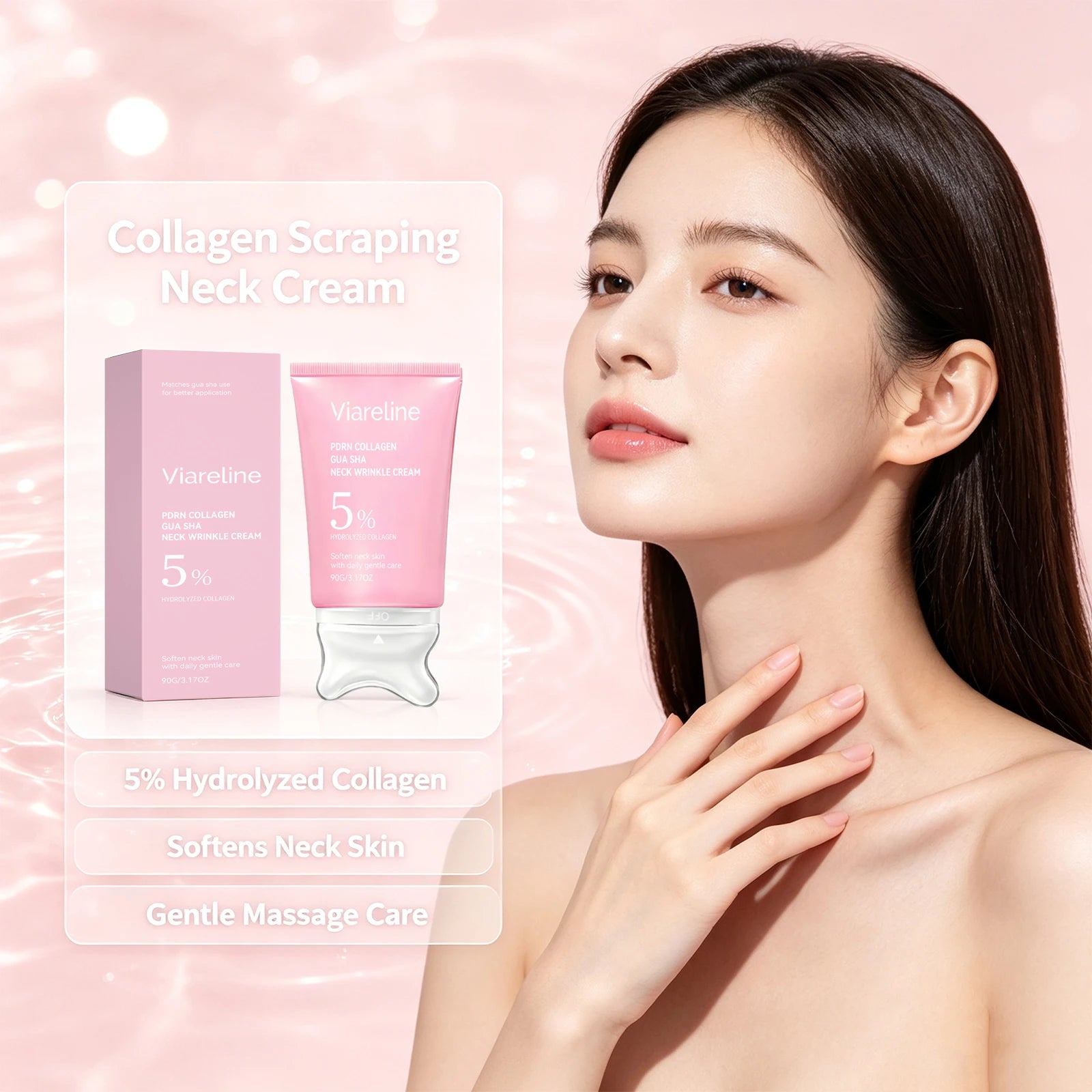Collagen Firming Neck Cream with Integrated Gua Sha Massage Tool - 2