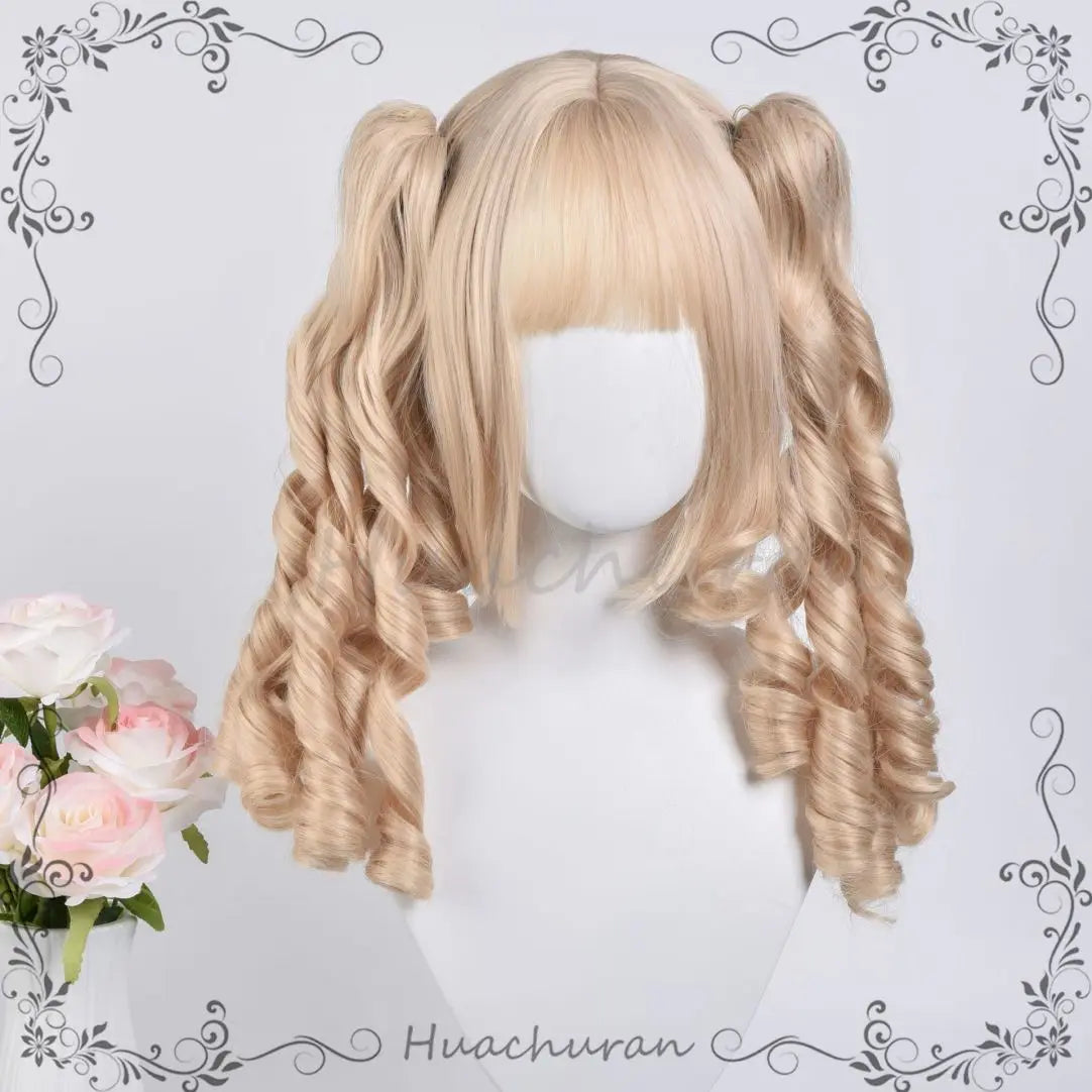 Blonde Curly Pigtail Lolita Cosplay Wig - 6