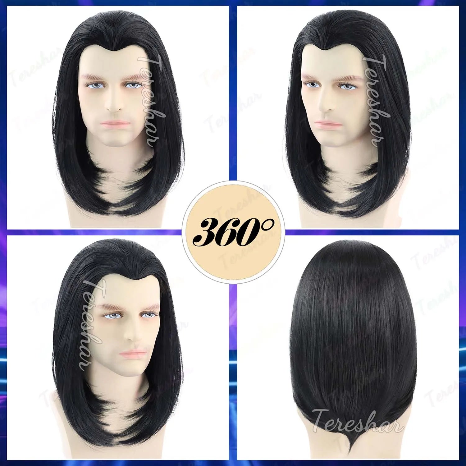 Short Straight Black Costume Wig for Men and Cosplay Characters - 2