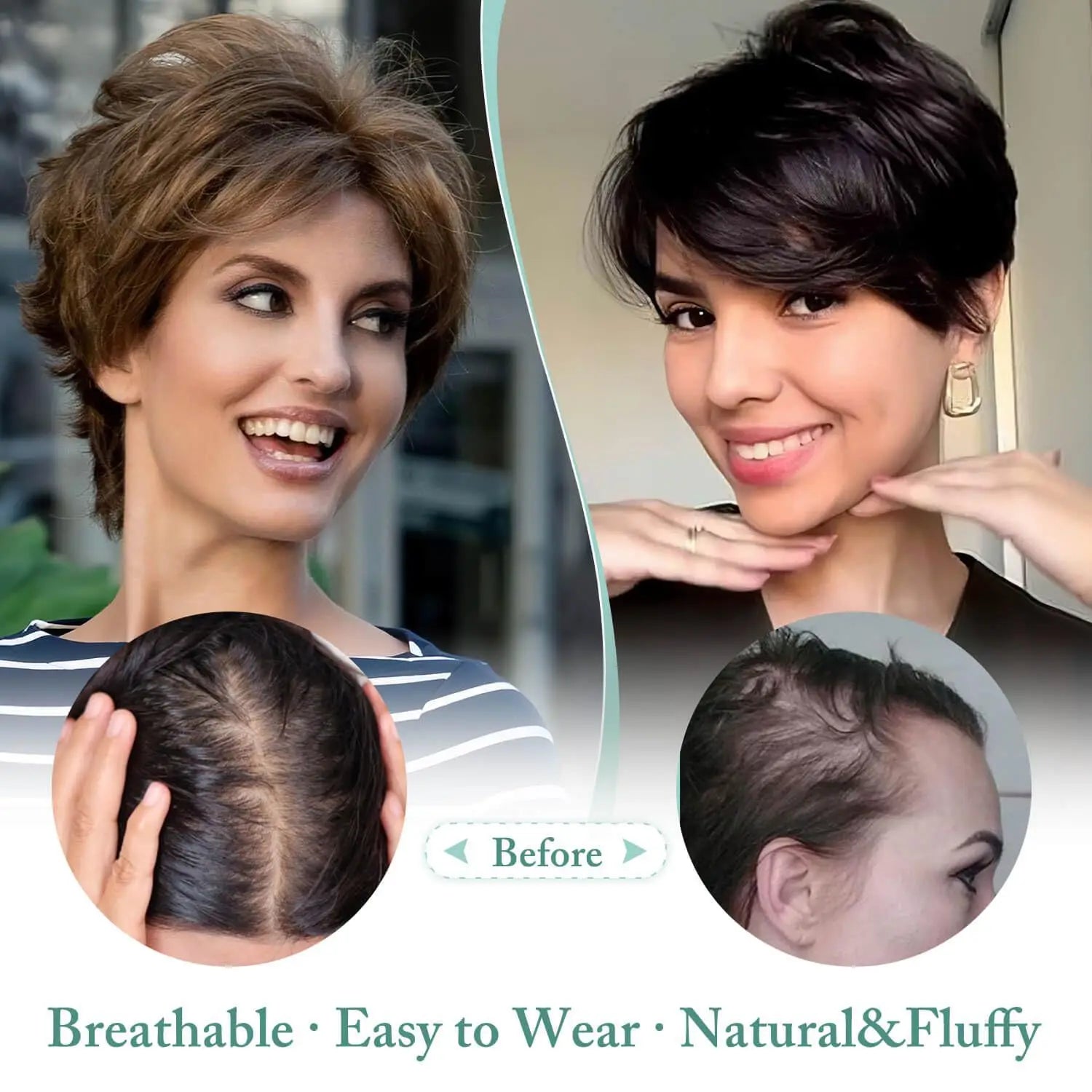 Short Pixie Cut Hair Topper for Thinning Hair - 5