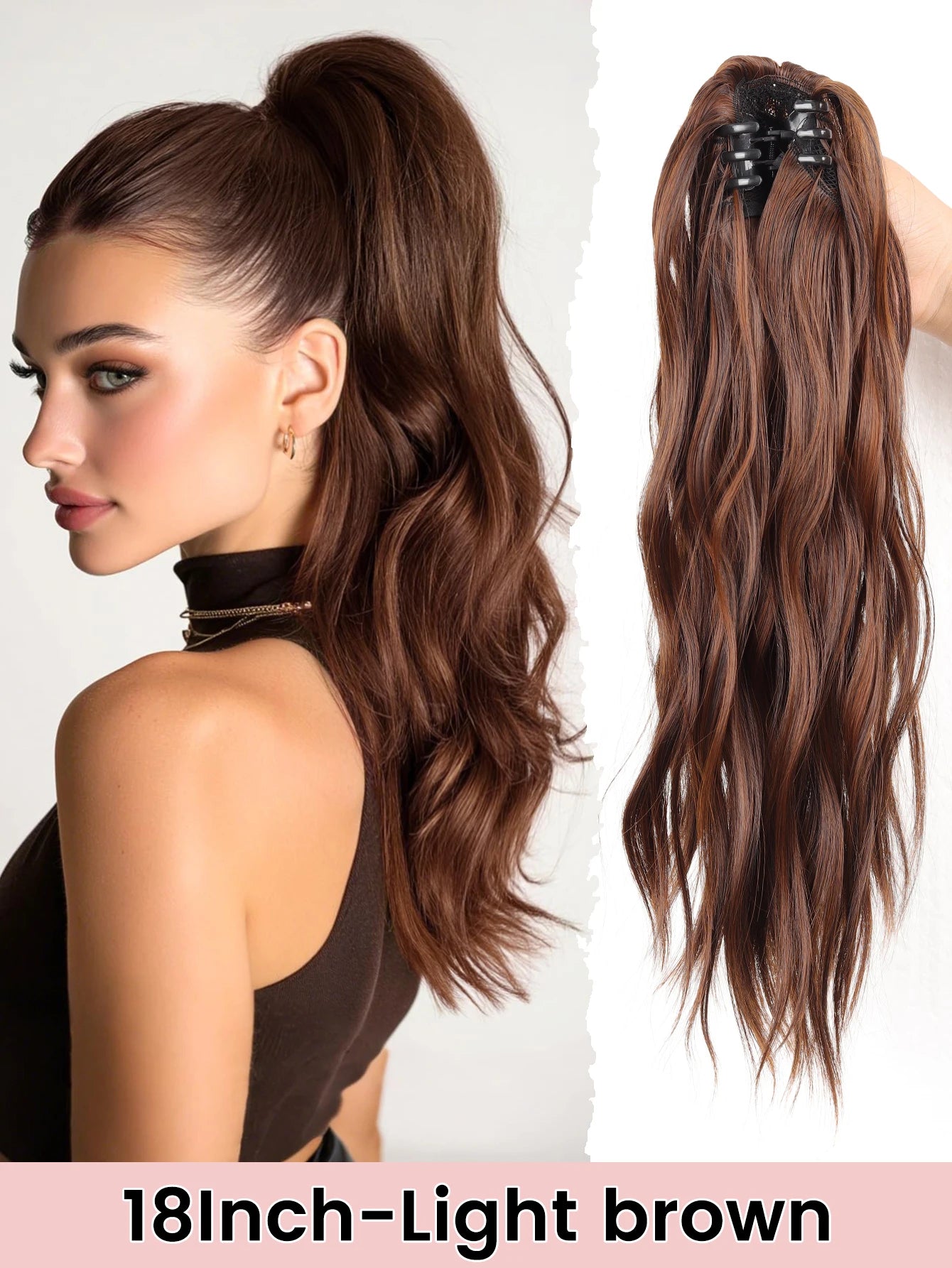 Wavy Curly Claw Clip Ponytail Hair Extension - 25