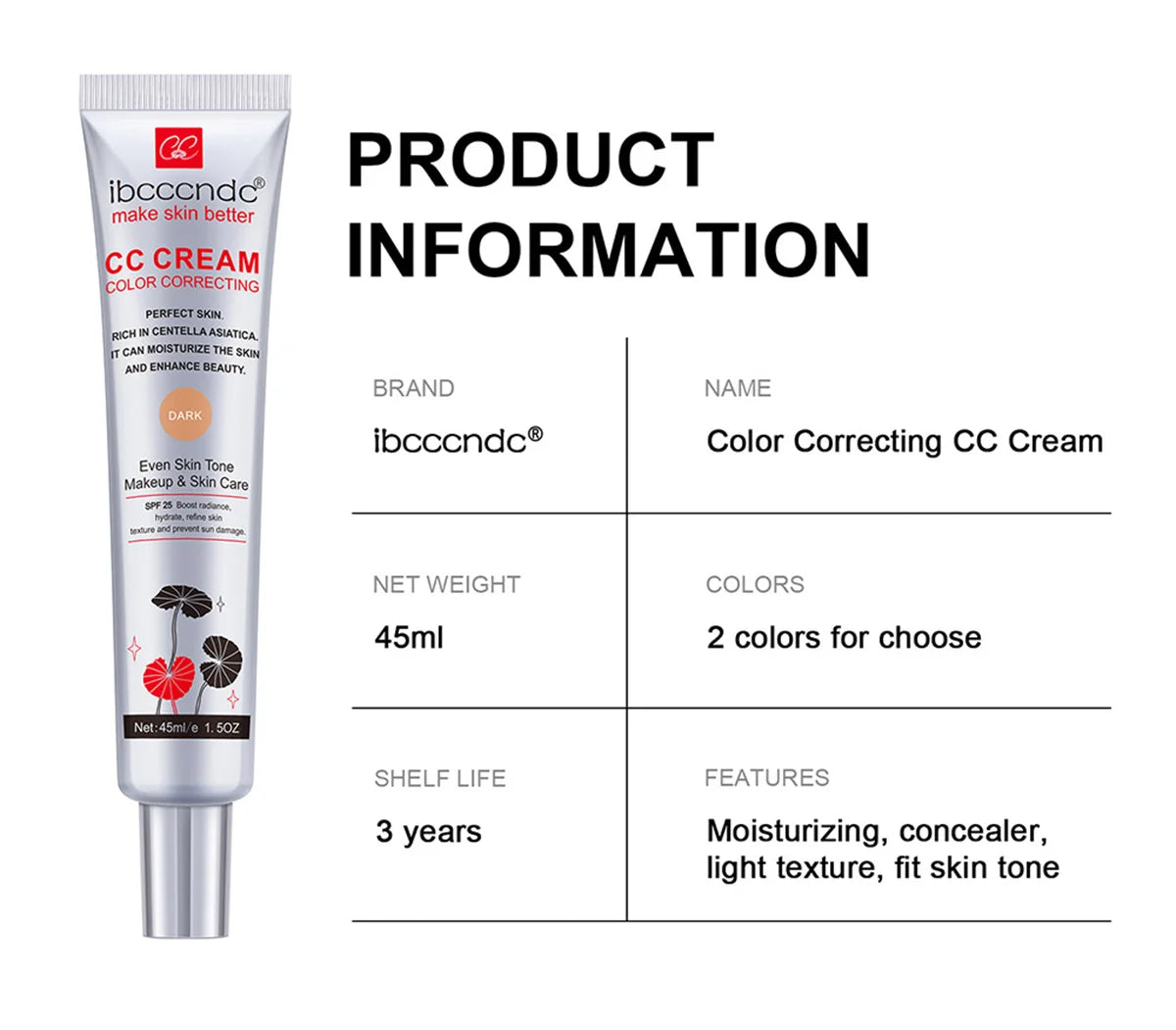 Color Correcting CC Cream and SPF 50 Sunscreen Blush Stick Makeup Set - 16