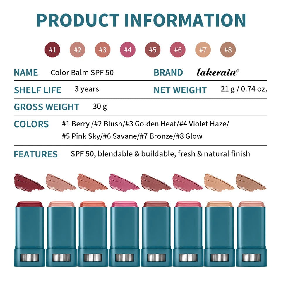 Color Correcting CC Cream and SPF 50 Sunscreen Blush Stick Makeup Set
