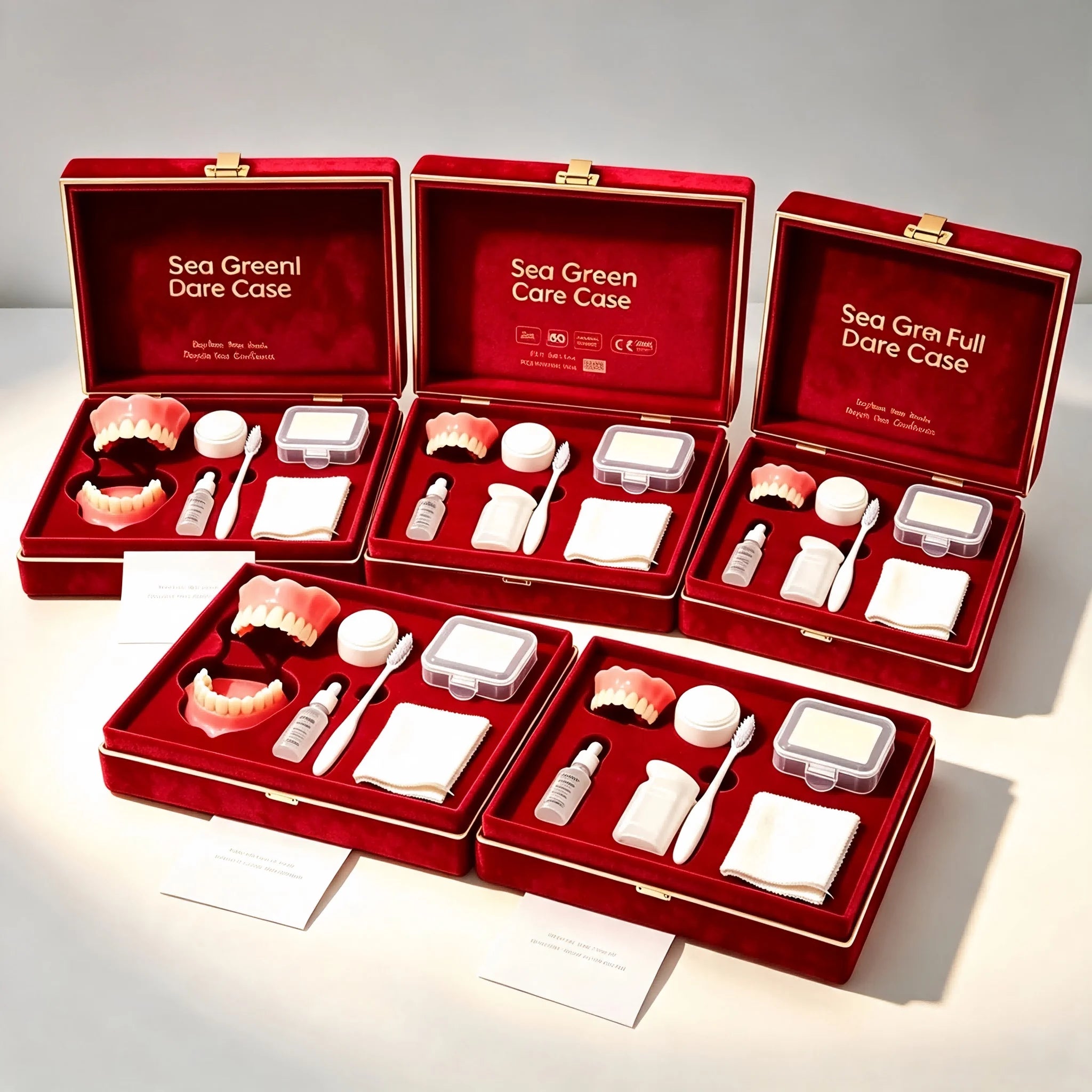 Full Mouth Denture Care Set with Storage Case and Cleaning Tools - 10