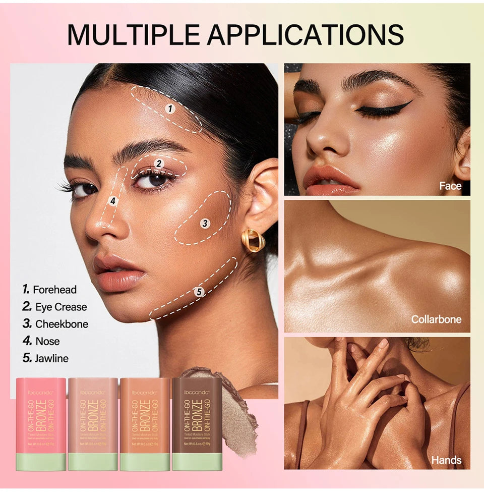 Cream Bronzer and Highlighter Stick for Face Eyes and Body Sculpting
