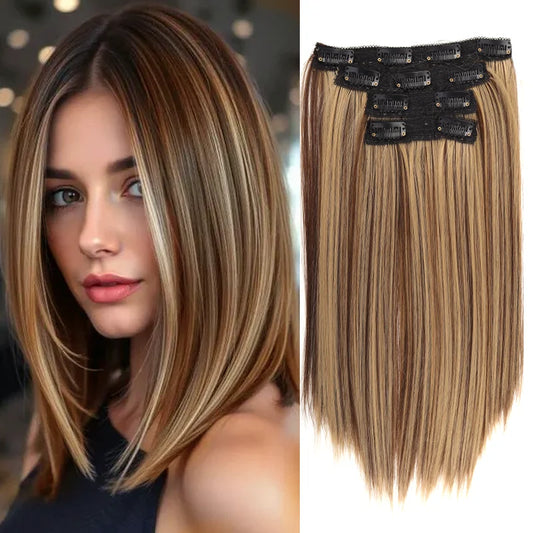 14-Inch Straight Clip-In Hair Extensions Set