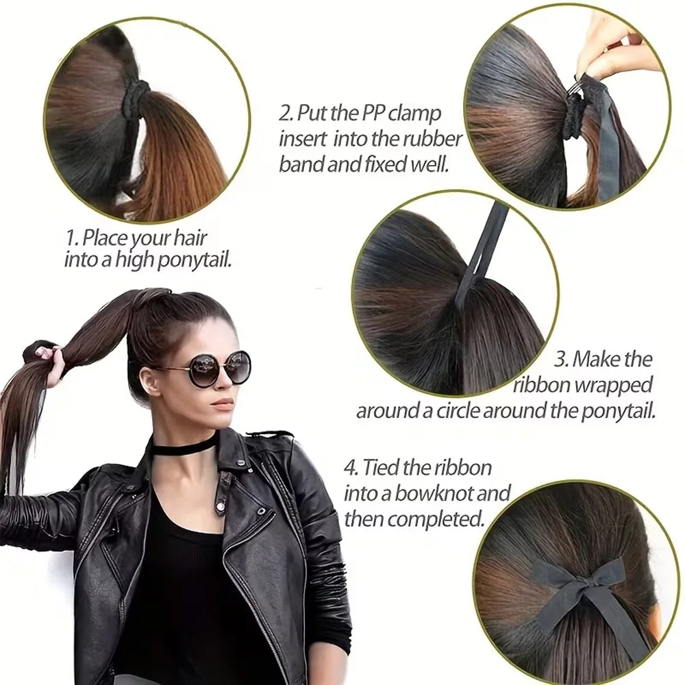 Long Straight Wrap Around Ponytail Hair Extension for Instant Volume - 8