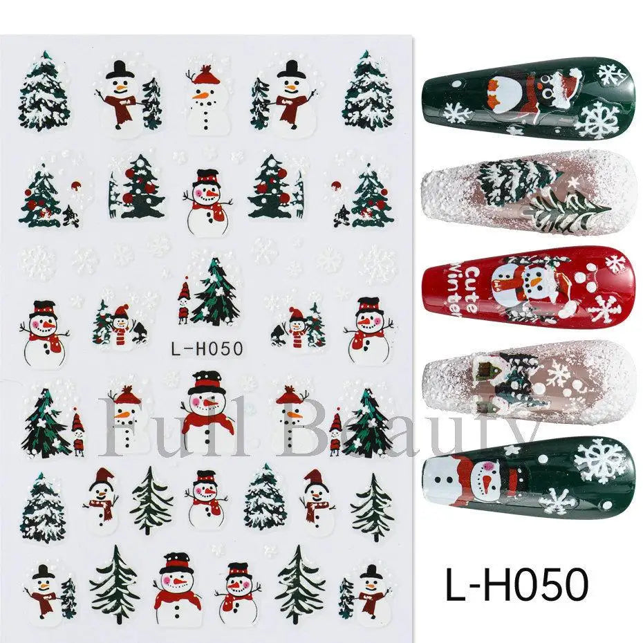 Festive 3D Christmas Nail Art Stickers for Holiday Manicure Decorations