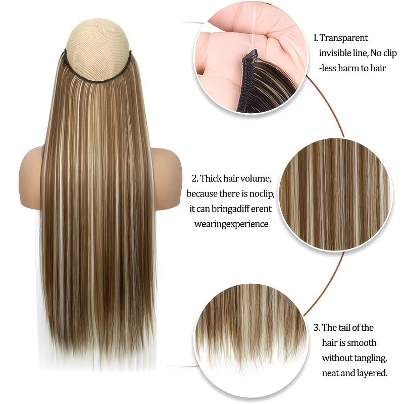24-Inch Invisible Fishing Line Hair Extension for Instant Length - 10