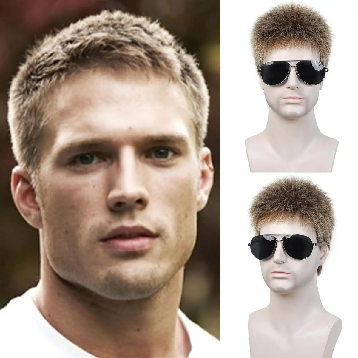 Short Layered Black Wig for Men Daily and Cosplay