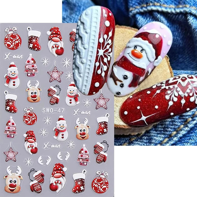Festive Christmas Cartoon Self-Adhesive Nail Art Decal Stickers - 5