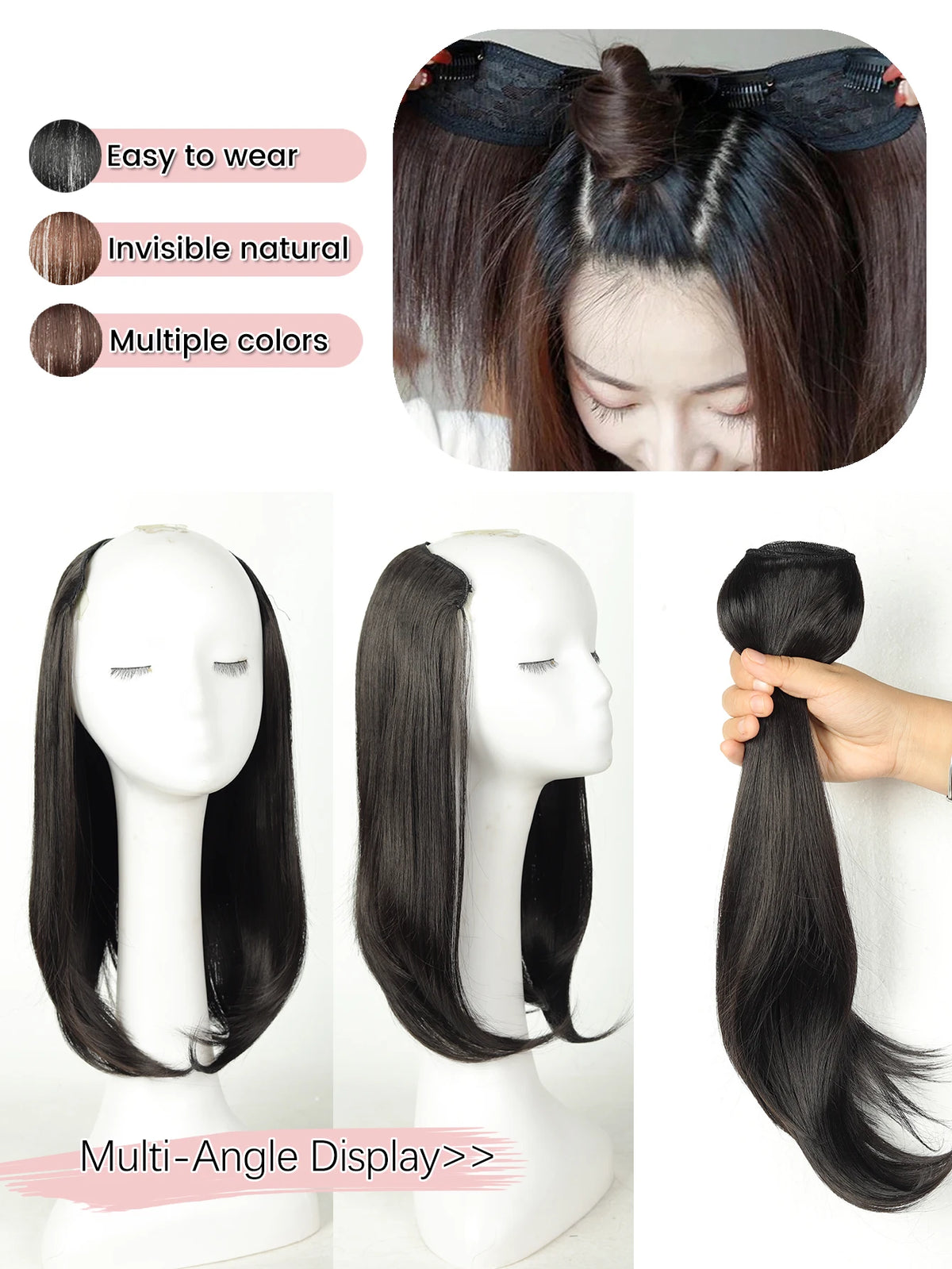 V-Shape Clip-In Hair Extensions for Instant Length and Volume