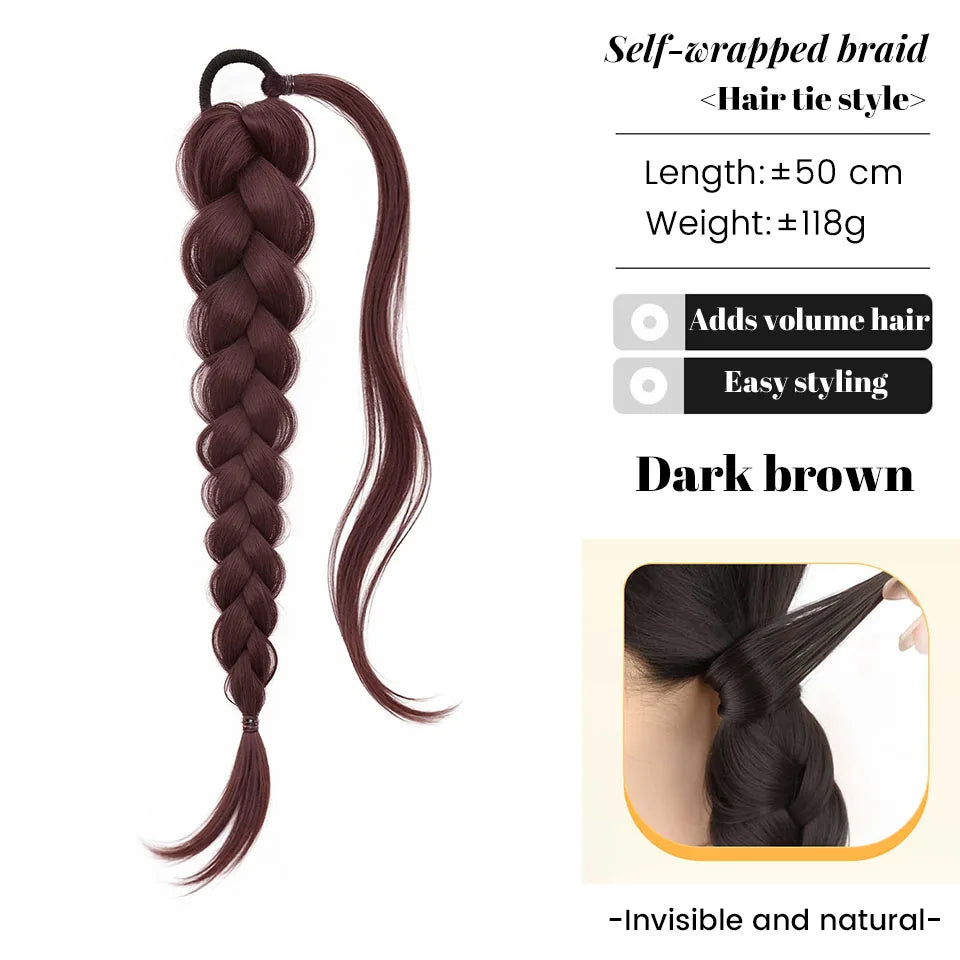 20-Inch Braided Ponytail Extension for Effortless Hairstyles - 18