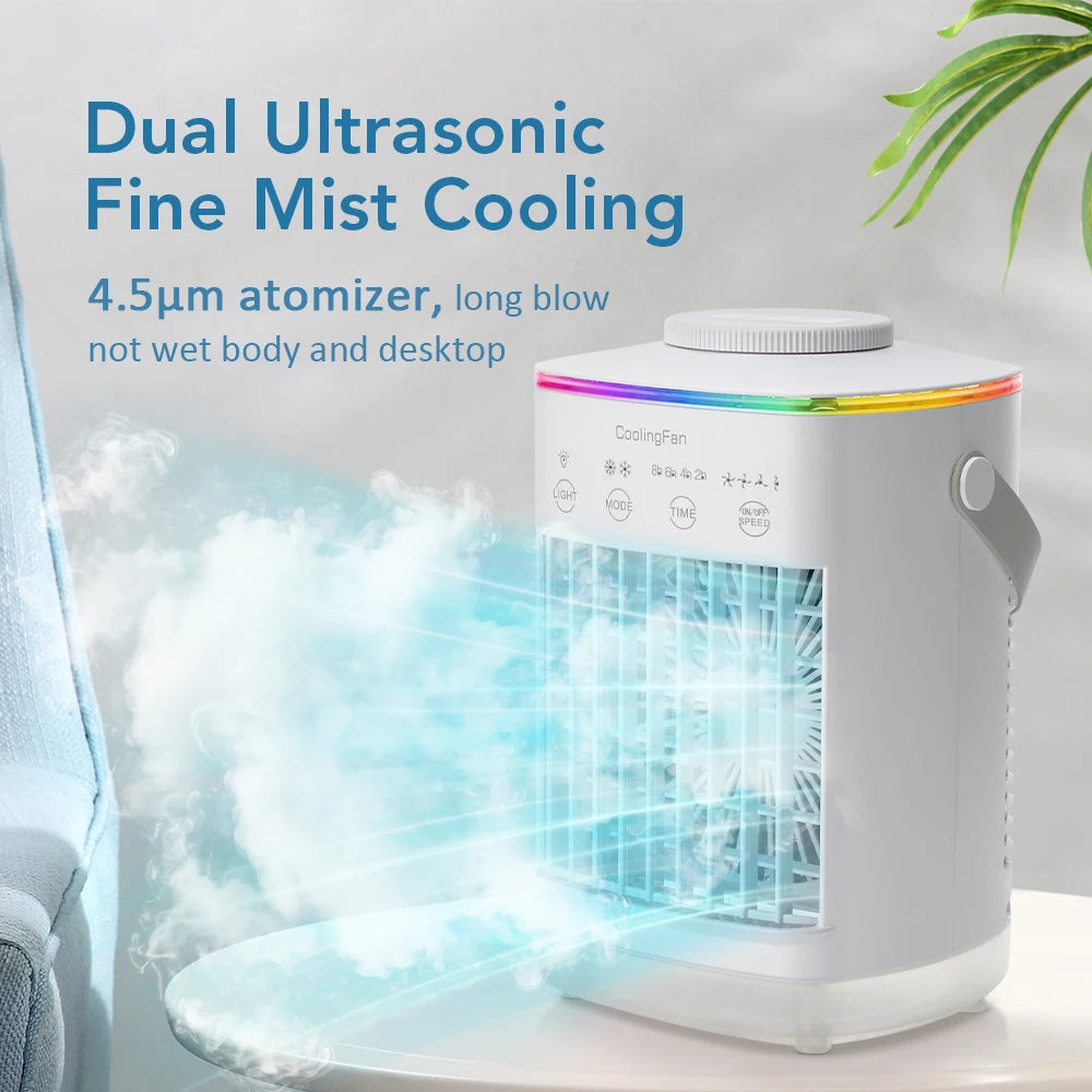 Portable Desktop Air Cooler and Humidifier with Misting Fan for Home