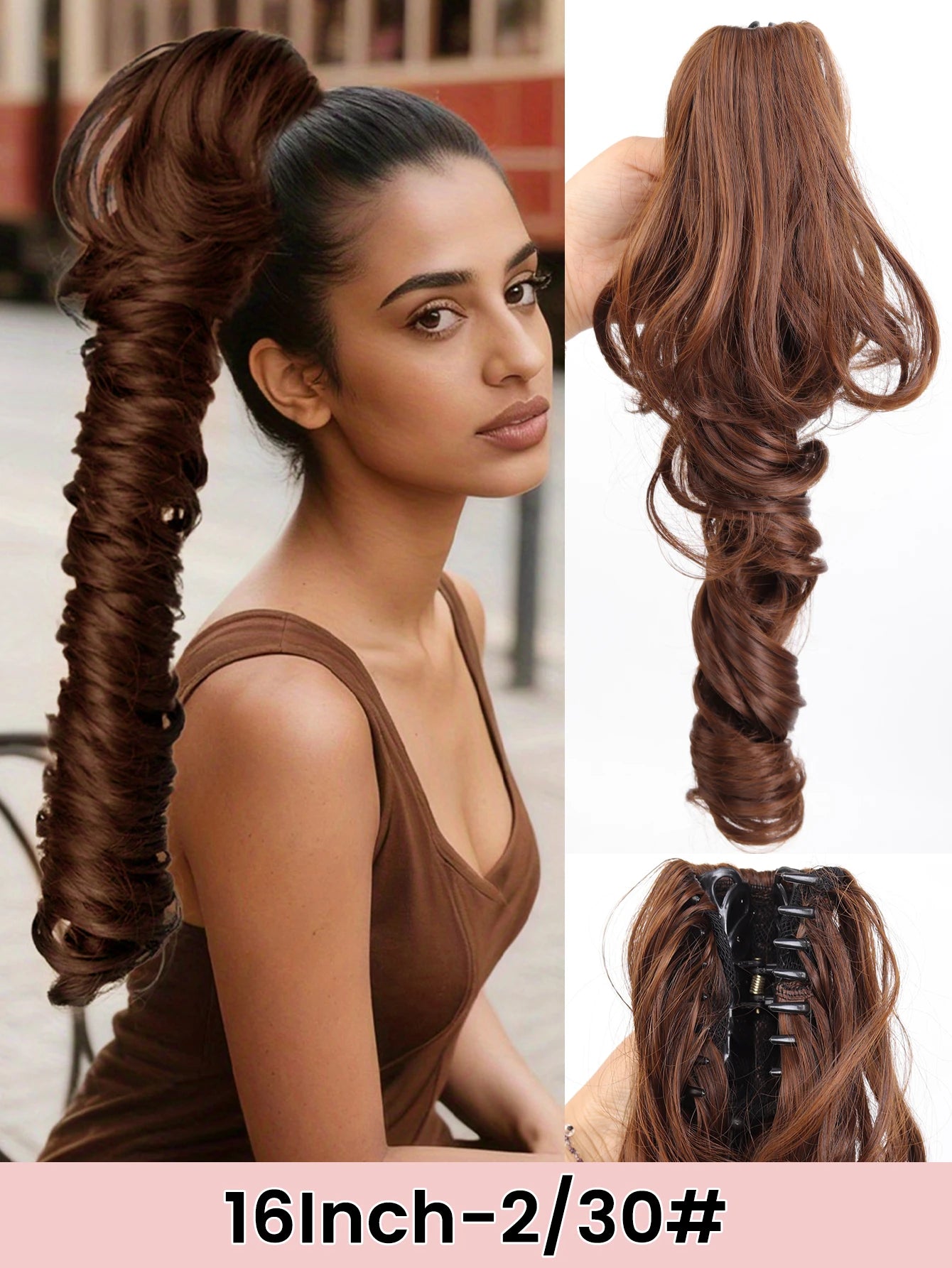 16-Inch Curly Claw Clip Ponytail Hair Extension - 24