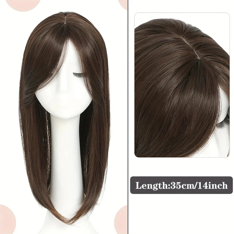 Clip-In Hair Topper with Bangs for Natural Volume and Root Coverage