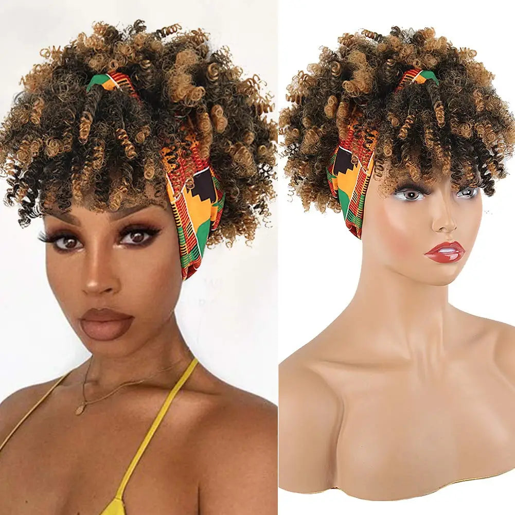 Short Kinky Curly Headband Wig for Daily Styling - 8