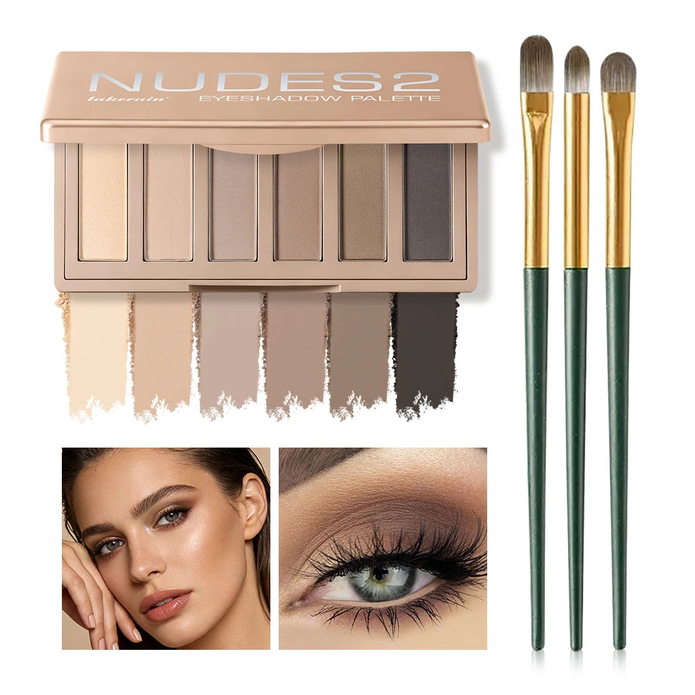 6-Color Matte Eyeshadow Palette with Professional Brush Set - 20