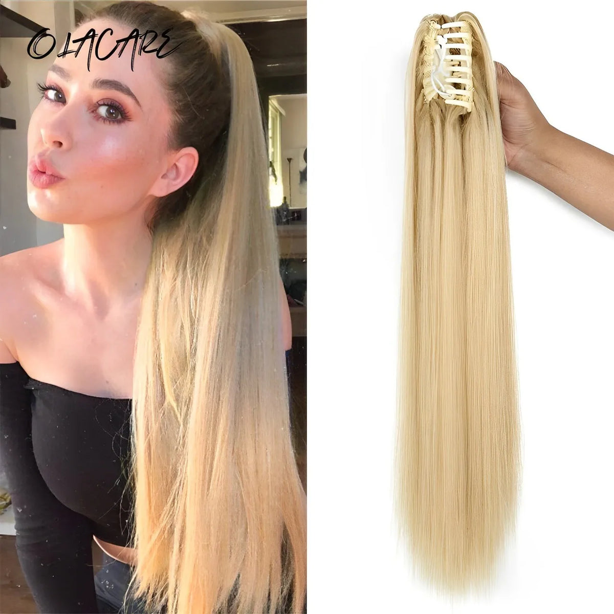 Long Straight Claw Clip Ponytail Extension for Instant Voluminous Hair