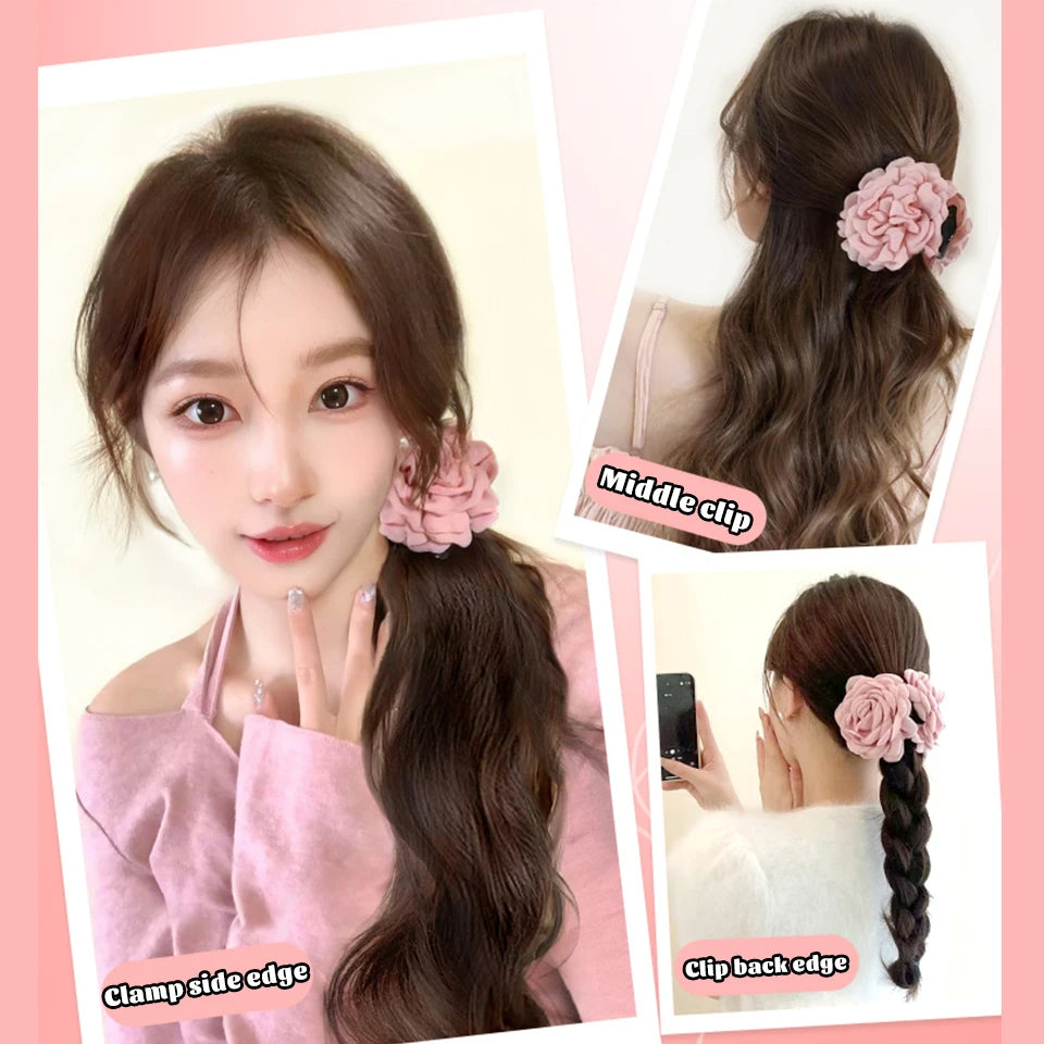 Wavy Ponytail Hair Extension with Rose Clip