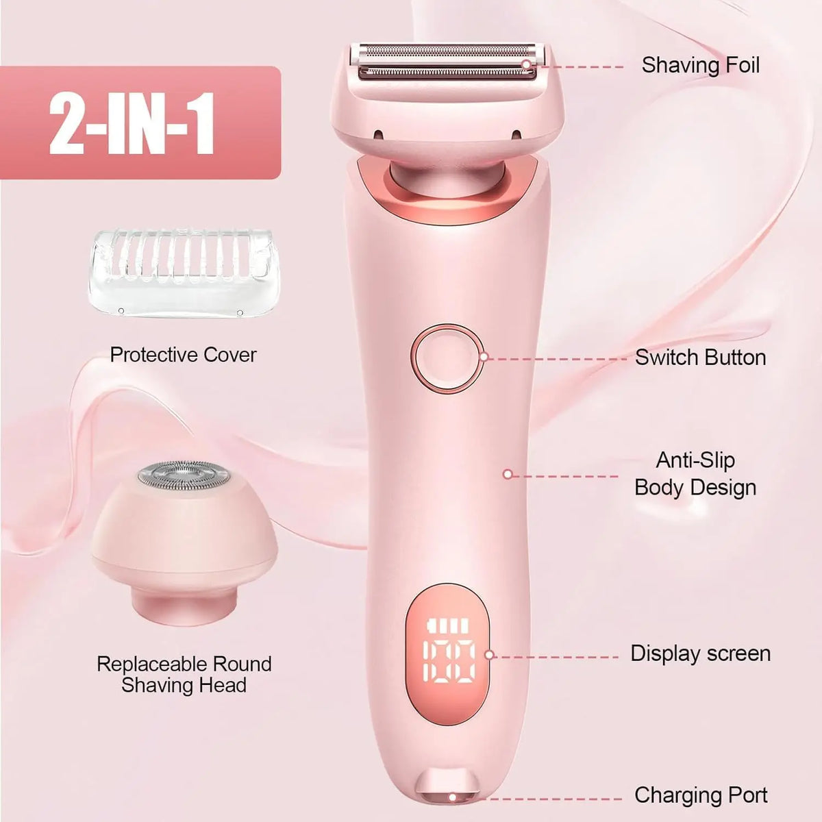 Electric Painless Hair Removal Shaver for Women's Body and Face
