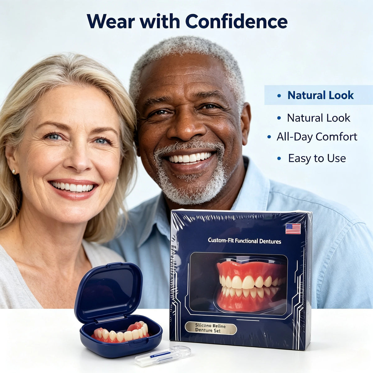 Full-Mouth Silicone Denture Set for Natural Smile and Oral Comfort