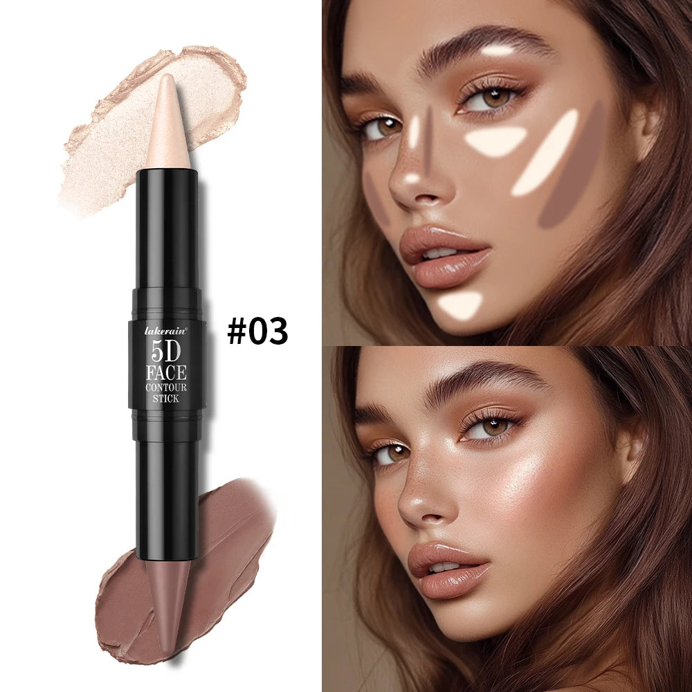 Dual-Ended Cream Contour and Highlighter Stick for Professional Sculpting