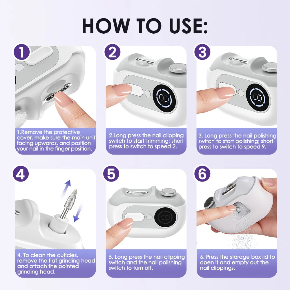 4-in-1 Electric Nail Clipper and Grooming Tool for Adults and Kids