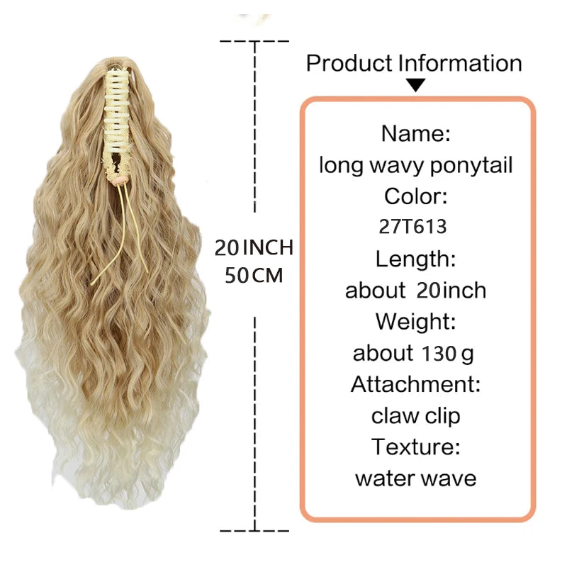 20-Inch Curly Claw Clip Ponytail Hair Extension