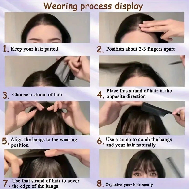 Clip-In Wispy Fringe Bangs with Sideburns for Natural Hair Transformation - 6