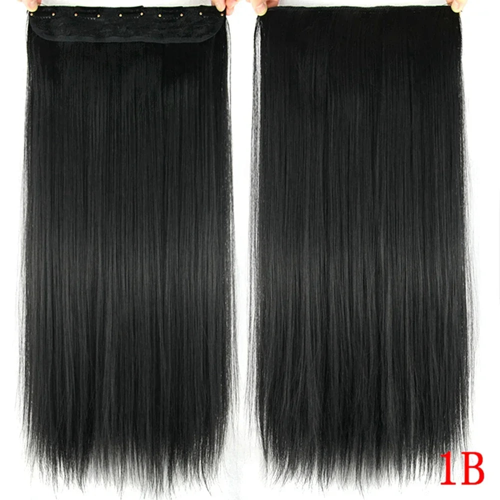 Straight Synthetic Clip-In Hair Extensions for Instant Volume