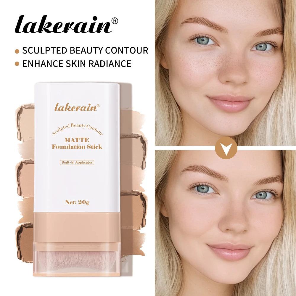 Matte Foundation Stick with Built-in Brush for Flawless Coverage - 2