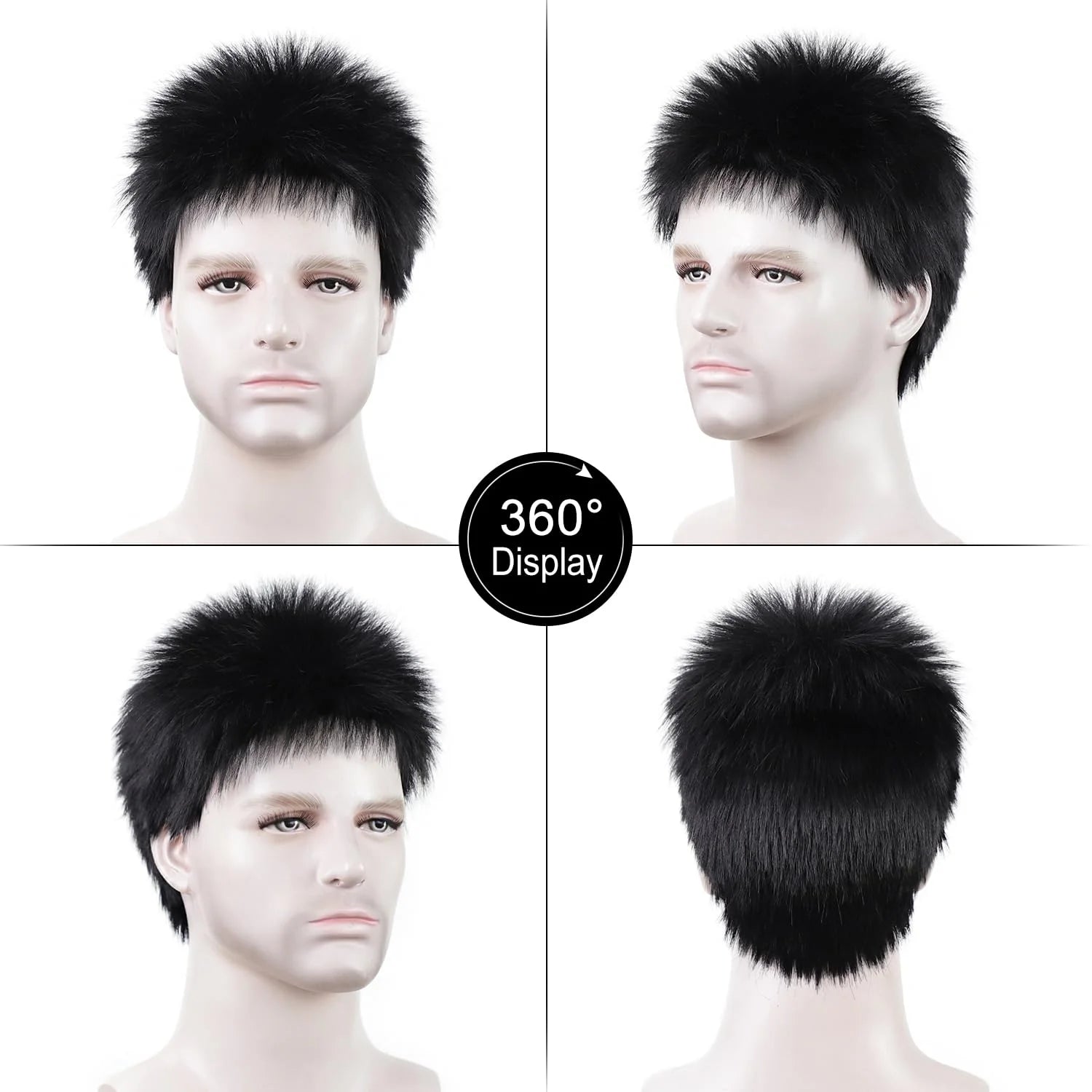 Short Layered Black Wig for Men Daily and Cosplay - 3