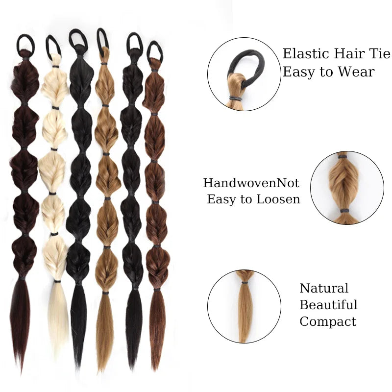 Synthetic Bubble Braid Ponytail Extension for Effortless Hairstyles - 3
