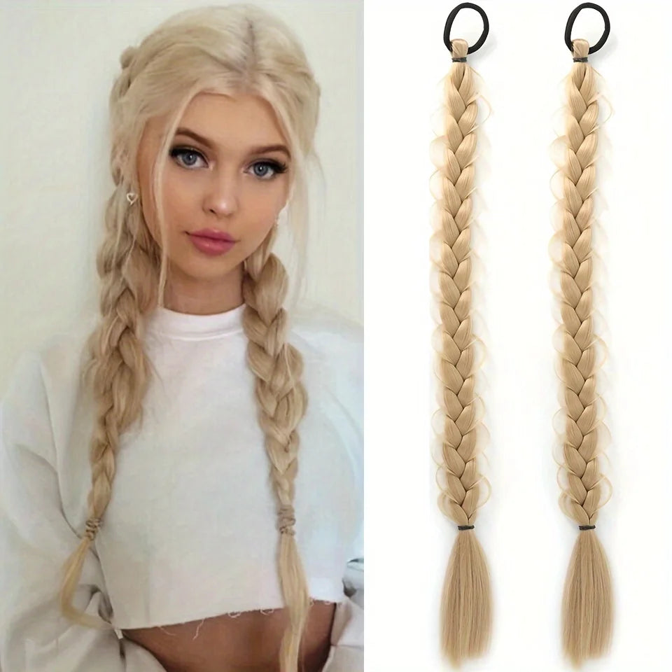 2-Piece Long Braided Ponytail Extensions for Daily Hair Styling - 12
