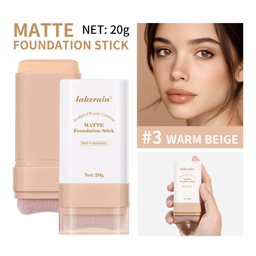 Matte Foundation Stick with Built-in Brush for Flawless Coverage
