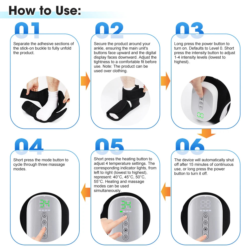 Cordless Heated Air Compression Foot and Ankle Massager for Pain Relief - 15
