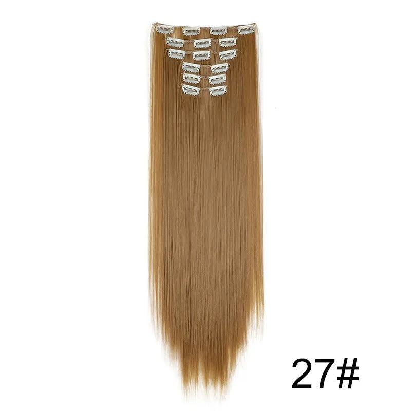 24 Inch Long Straight Synthetic Clip-In Hair Extensions - 16