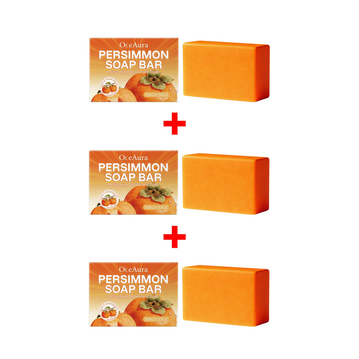 Natural Persimmon Deodorizing Soap Bar for Refreshing Body Odor Control