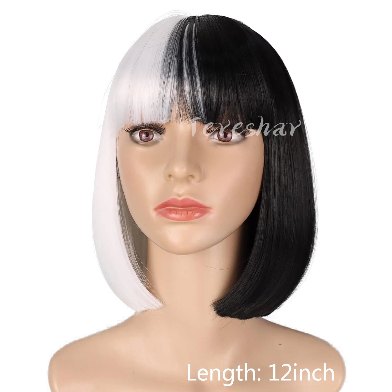 Short Straight Two-Tone Bob Wig with Bangs for Cosplay and Parties - 8