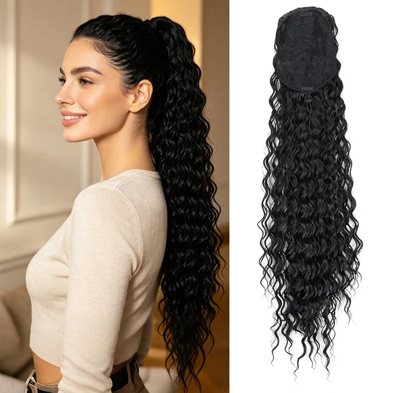 22-Inch Curly Drawstring Ponytail Hair Extension - 15