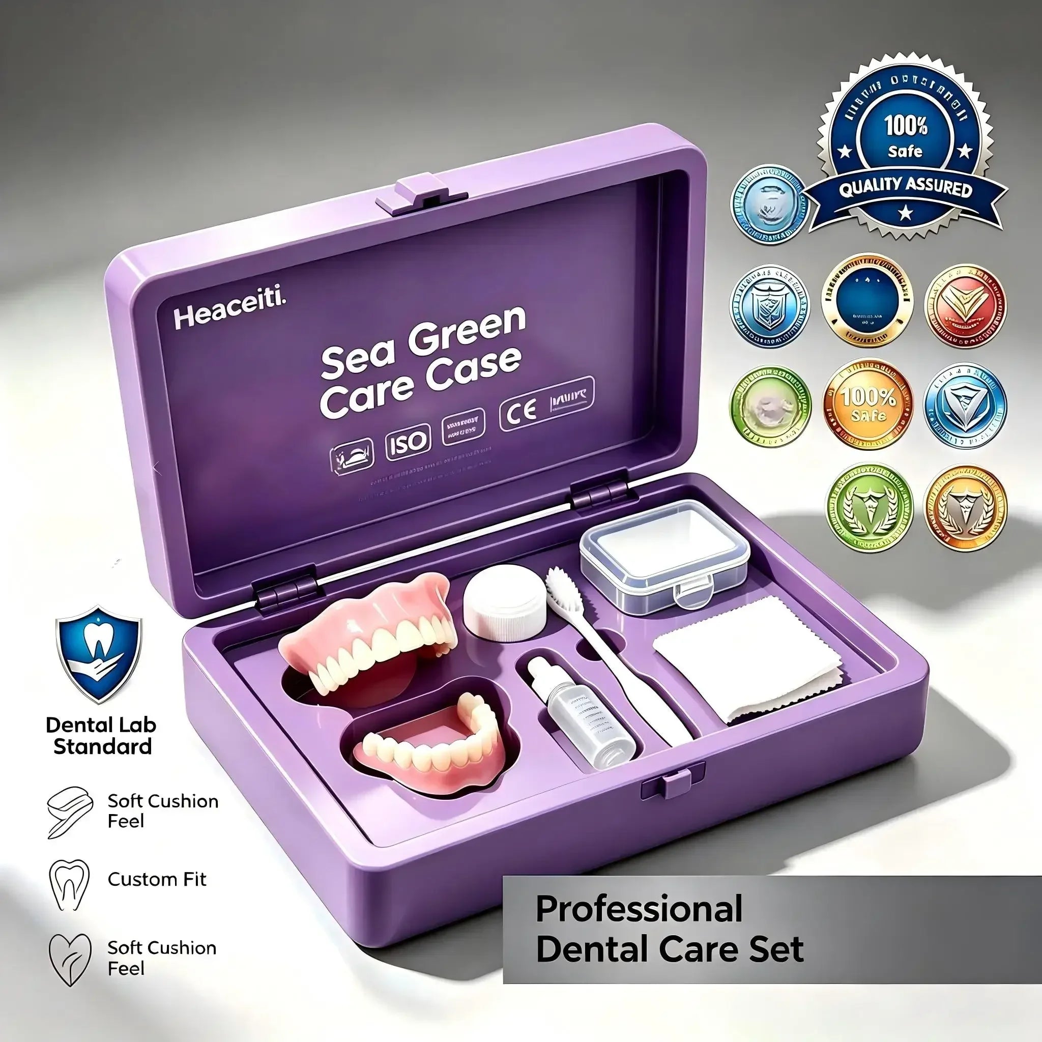 Instant Smile Natural Cosmetic Denture and Daily Care Storage Kit - 7