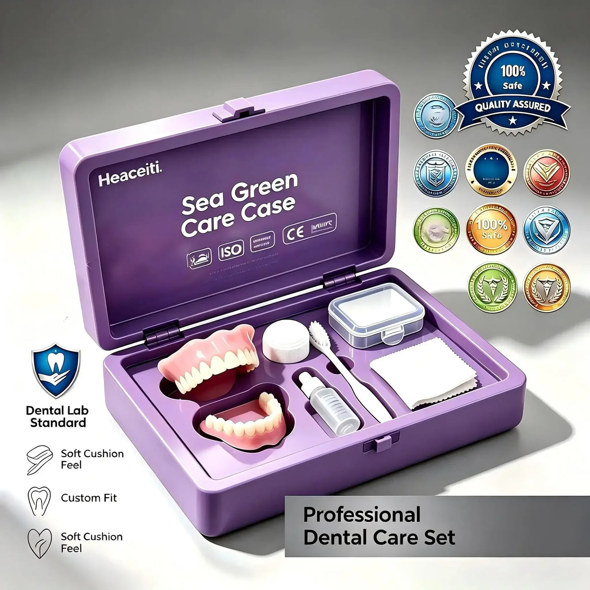 Instant Smile Natural Cosmetic Denture and Daily Care Storage Kit