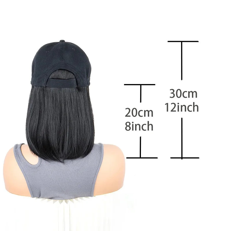 12-Inch Short Bob Synthetic Hair Extension Baseball Cap - 3
