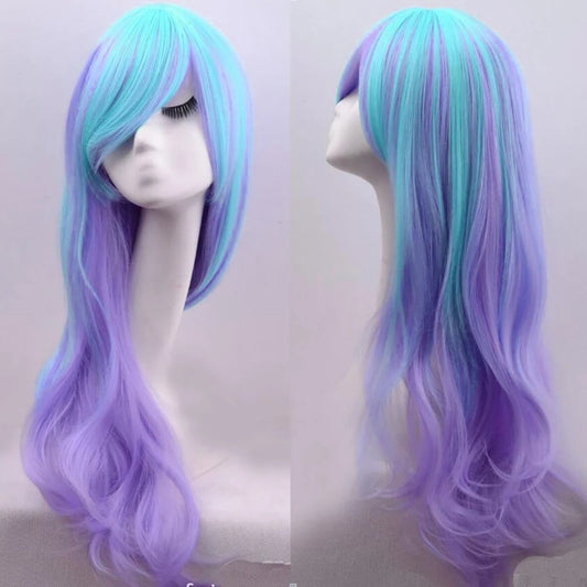 Long Wavy Ombre Cosplay Wig with Bangs