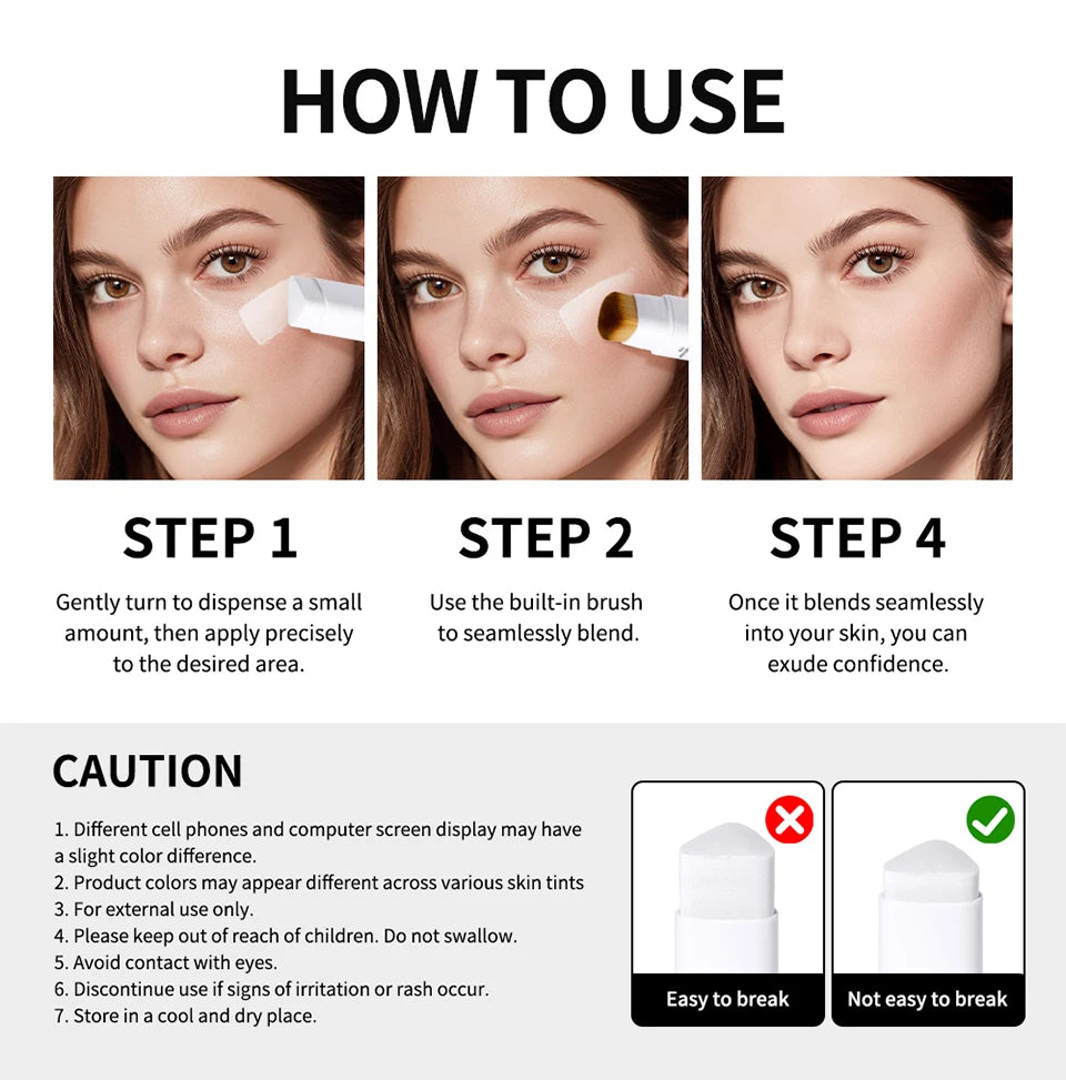 Color-Changing Foundation Stick with Built-in Blending Brush